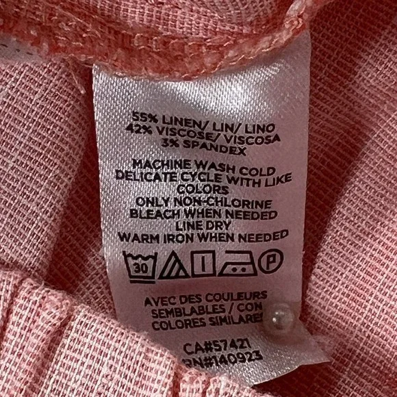 Lou & Grey Crosshatch Soft Stretch Linen Blend Pants Womens M - Picture 7 of 13